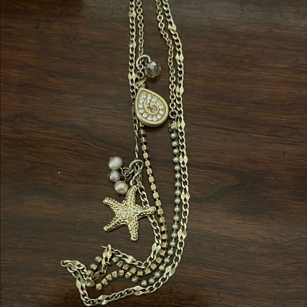 Gold and Silver Layered Necklace with Nautical Charms